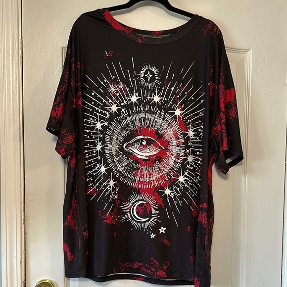 SHEIN Other - SHEIN Black and Red Short Sleeve Tee with Mystical Design